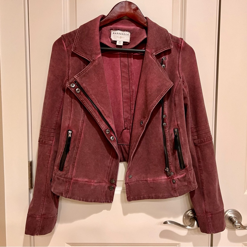 Dark red maroon Marrakech moto jacket XS